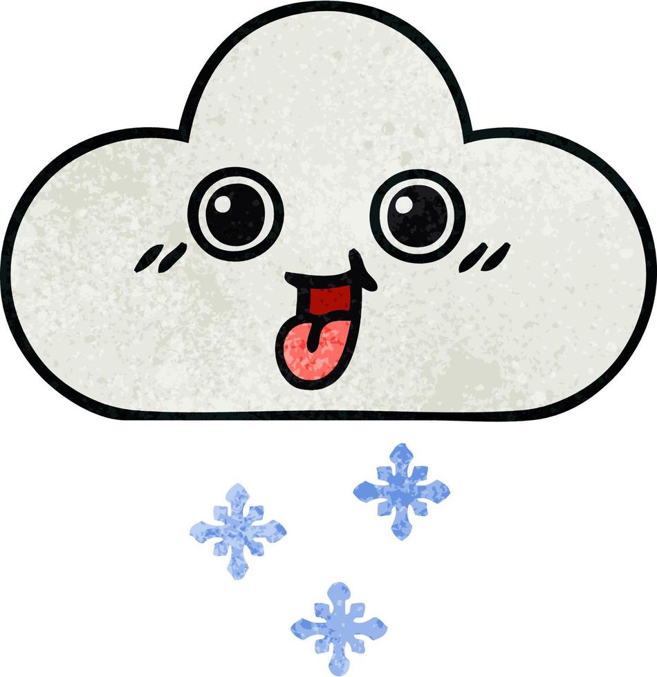 retro grunge textuur cartoon sneeuw wolk vector
