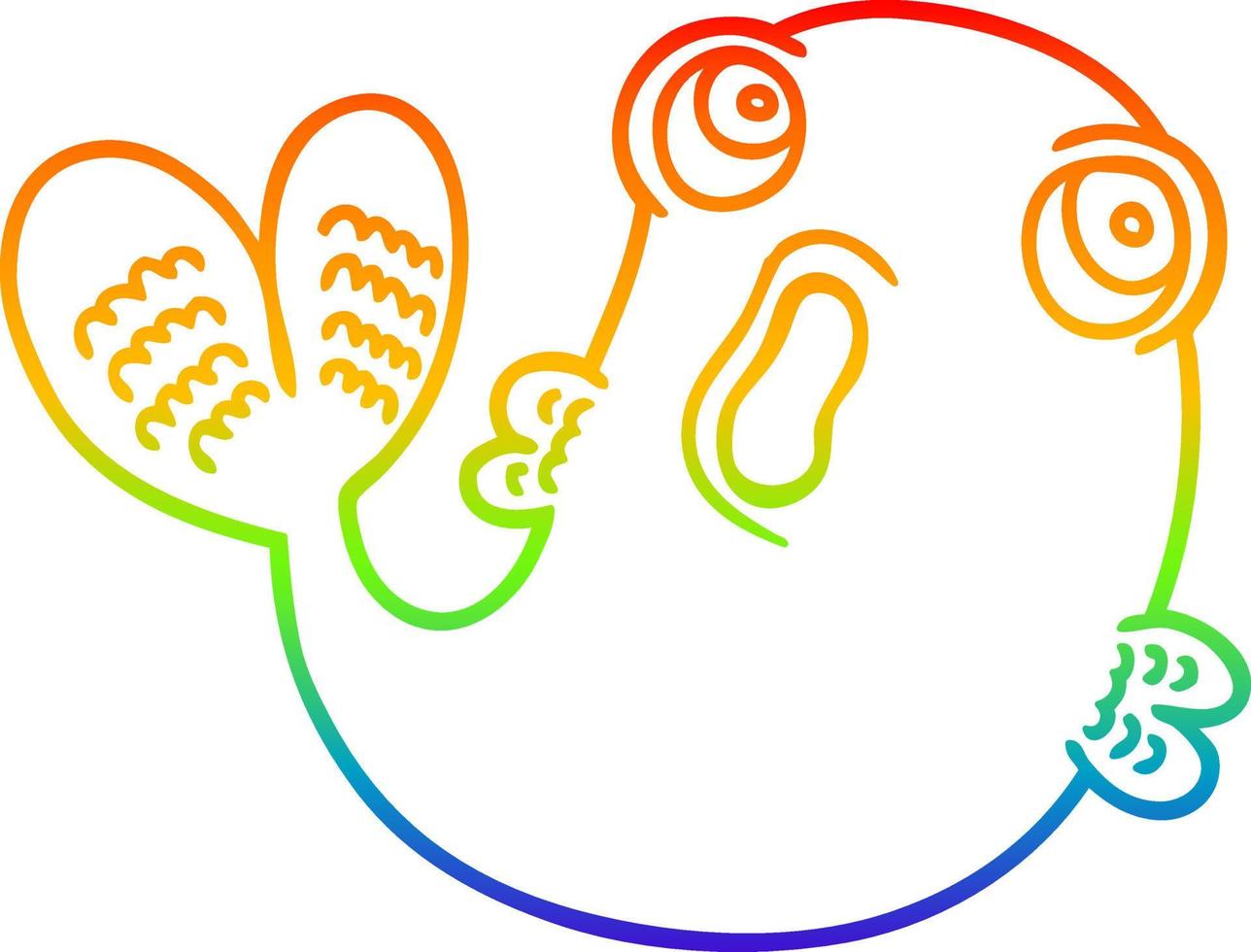 regenbooggradiënt lijntekening cartoon vis vector