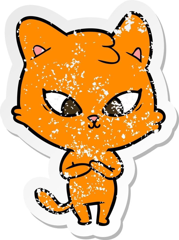 noodlijdende sticker van een schattige cartoonkat vector