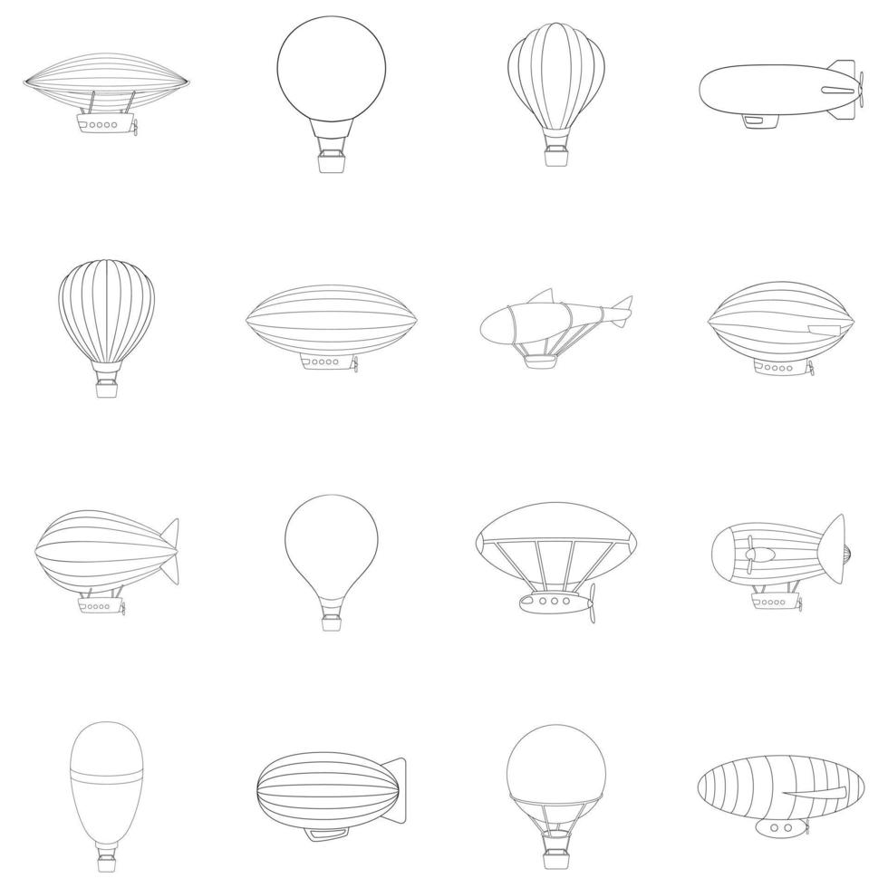 vintage ballonnen pictogrammenset overzicht vector