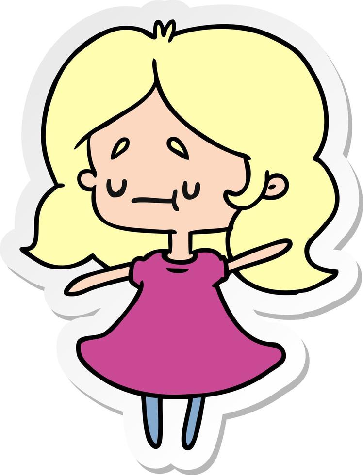 sticker cartoon van een schattig kawaii meisje vector