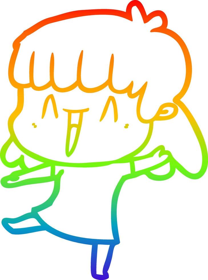 regenbooggradiënt lijntekening cartoon vrouw vector