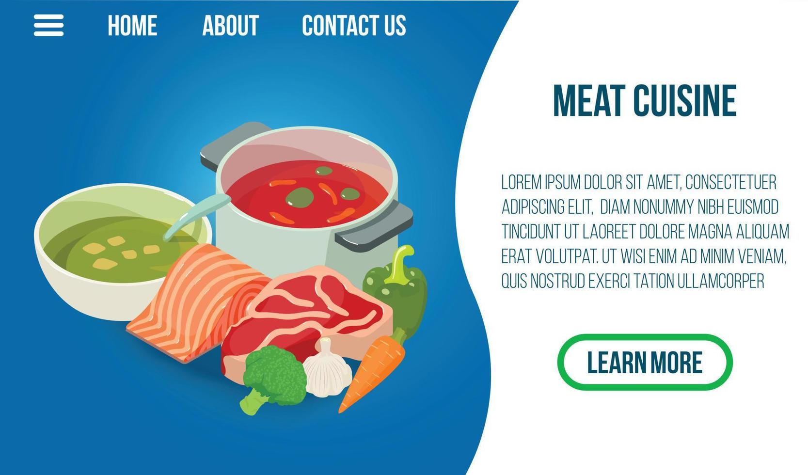 vlees keuken concept banner, isometrische stijl vector