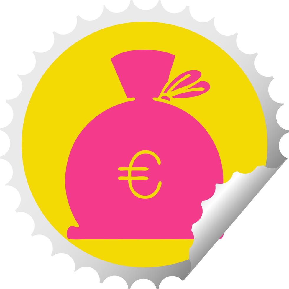 circulaire peeling sticker cartoon zak geld vector