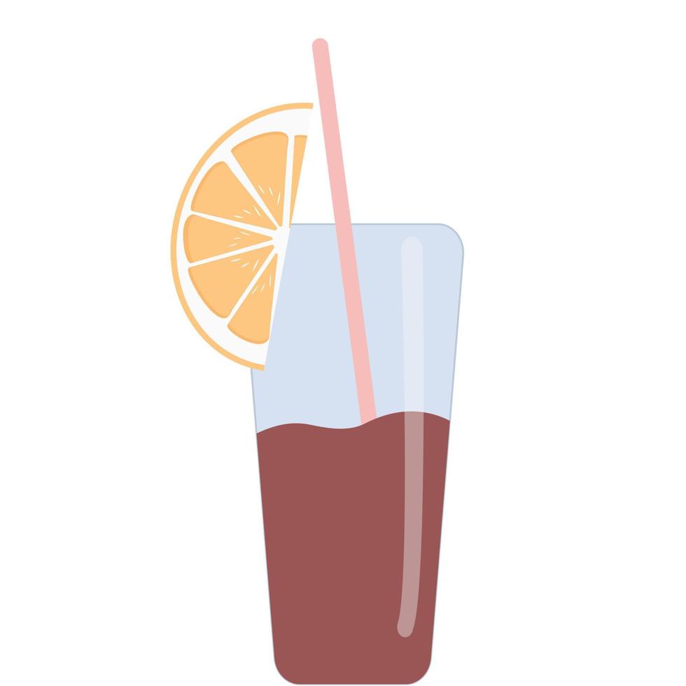 drinken in een glas met citroen, buis. vector illustration.flat.white achtergrond.