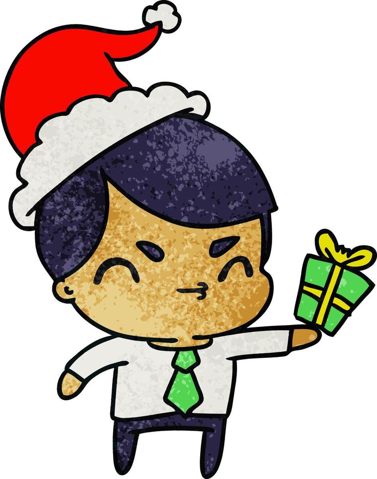 kerst getextureerde cartoon van kawaii boy vector