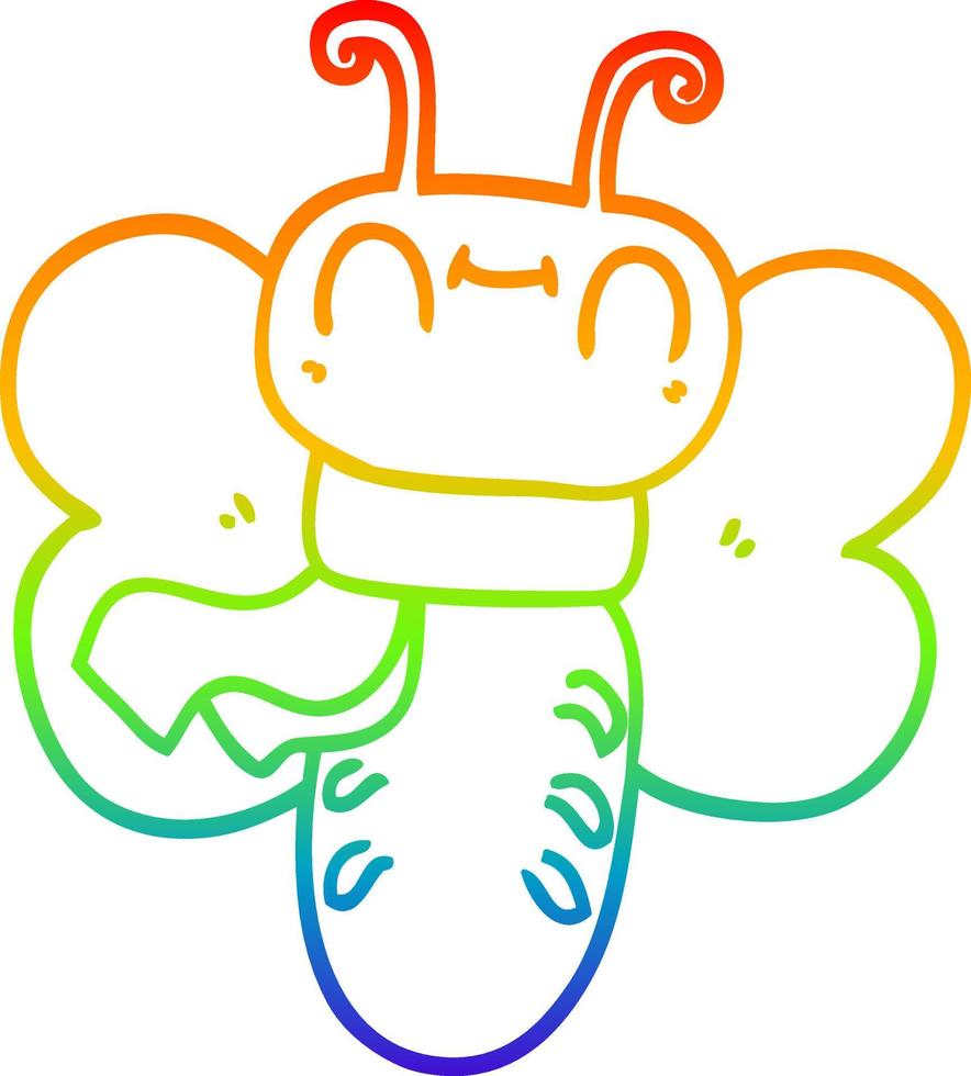 regenbooggradiënt lijntekening grappige cartoon vlinder vector