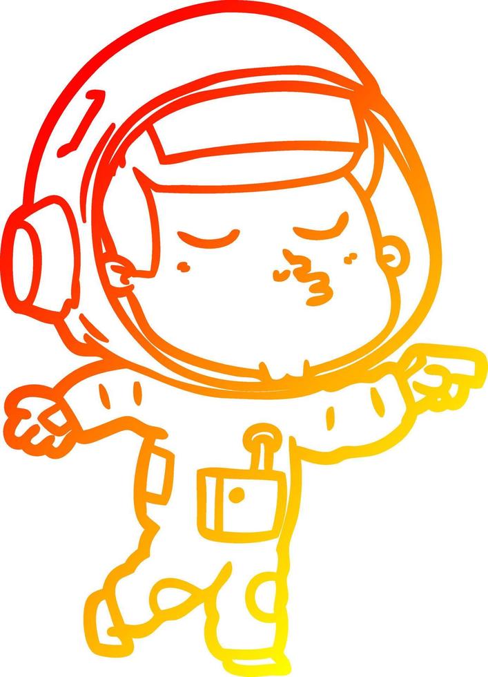 warme gradiënt lijntekening cartoon zelfverzekerde astronaut vector