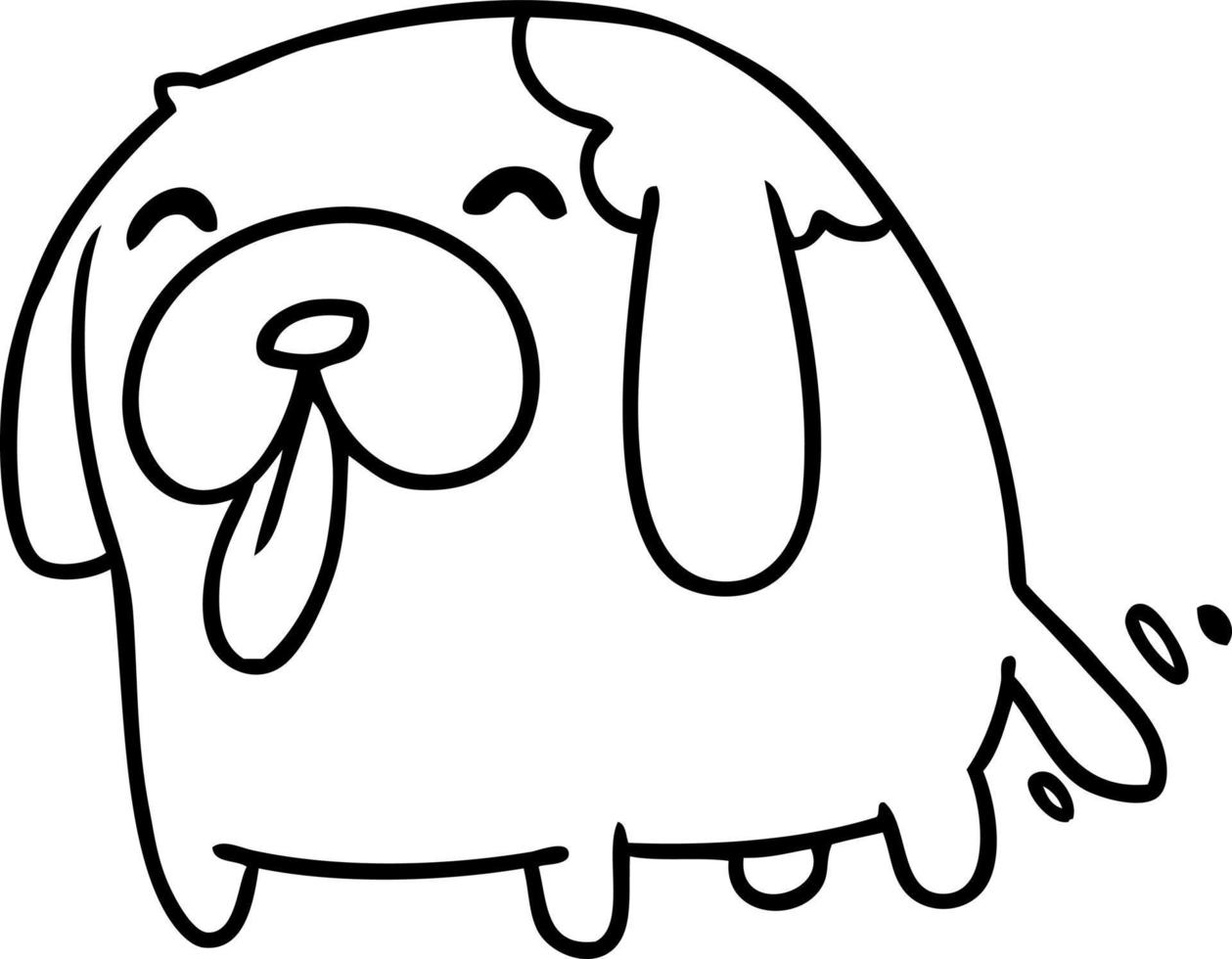 lijntekening kawaii van een schattige hond vector