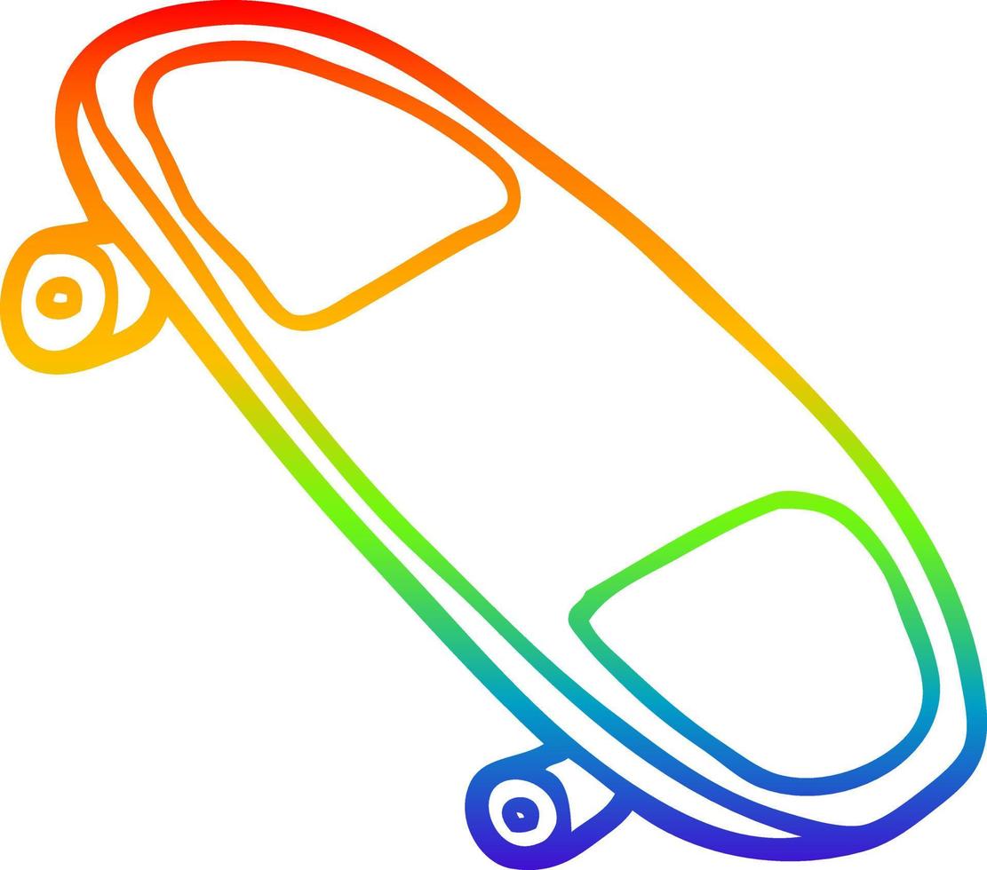 regenbooggradiënt lijntekening cartoon skateboard vector