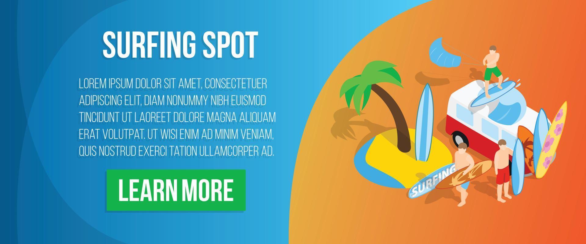 surfspot concept banner, isometrische stijl vector