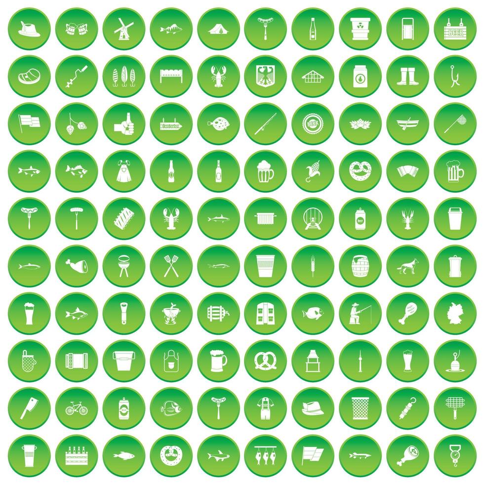 100 bierpictogrammen instellen groene cirkel vector