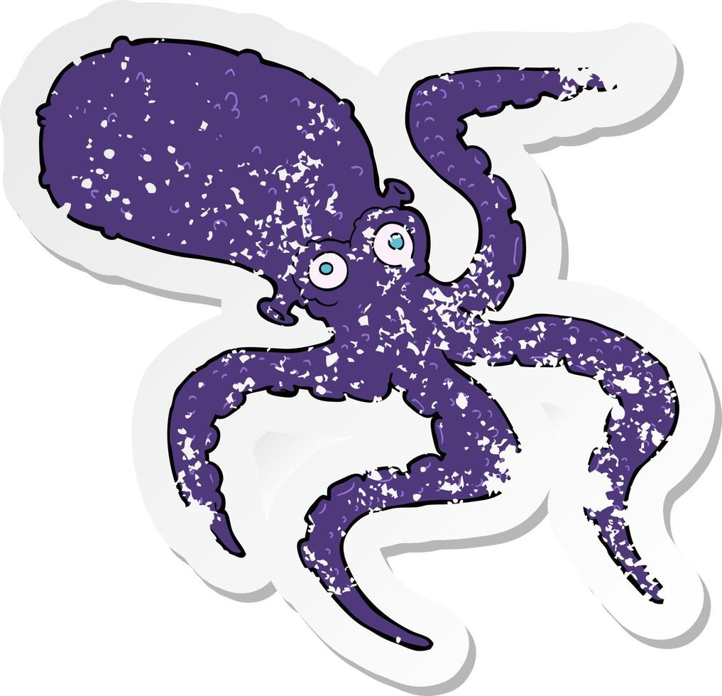 retro noodlijdende sticker van een cartoon-octopus vector