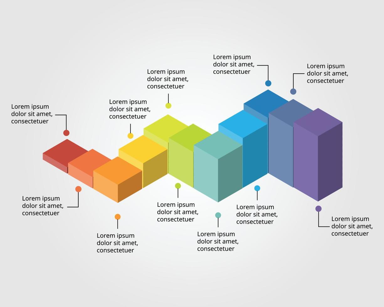 vierkante grafieksjabloon voor infographic voor presentatie voor 11 elementen vector