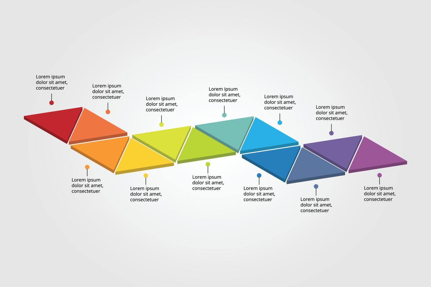 driehoekstapsjabloon voor infographic voor presentatie voor 12 elementen vector