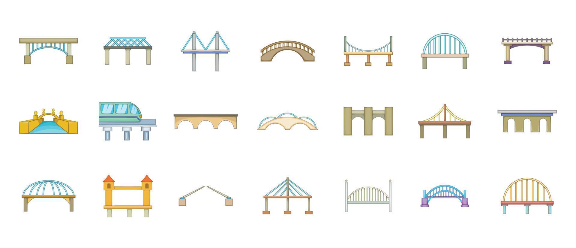 brug pictogrammenset, cartoon stijl vector