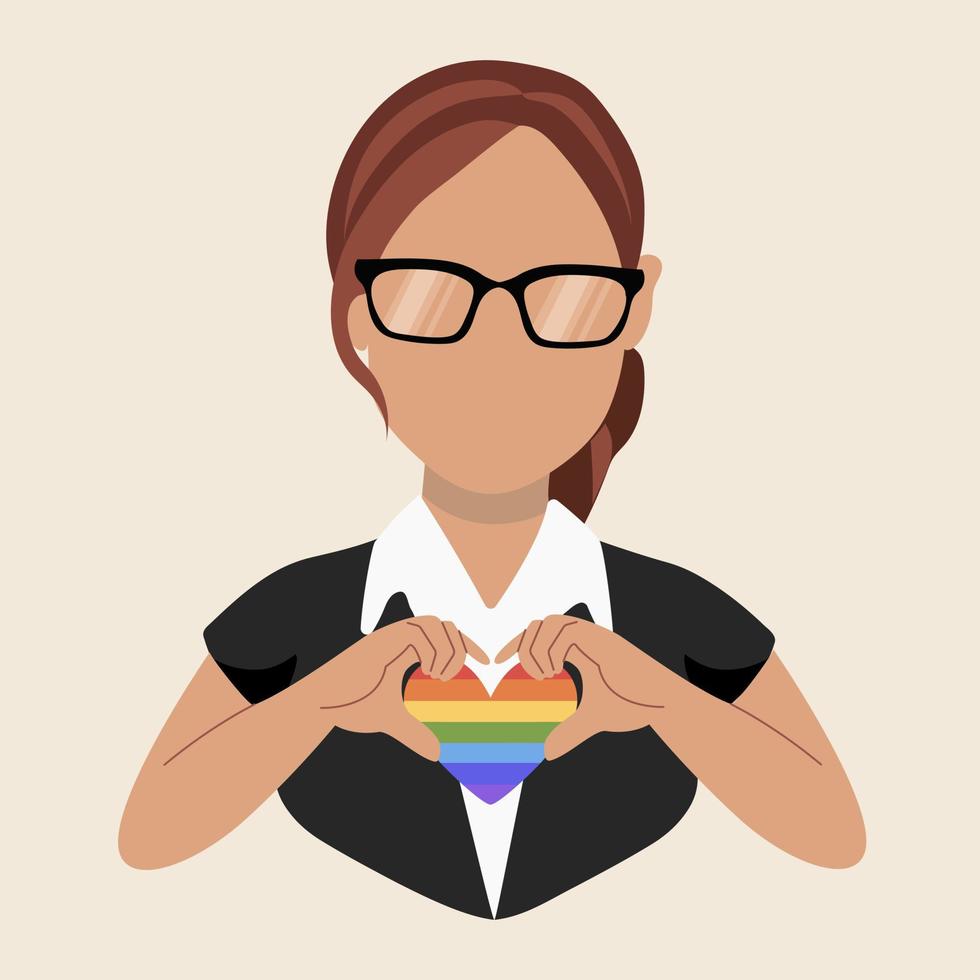 LGBT Pride maand. multiculturele vrouwen die steun tonen voor de lgbt-gemeenschap. trots maand viering tegen geweld, discriminatie. vector