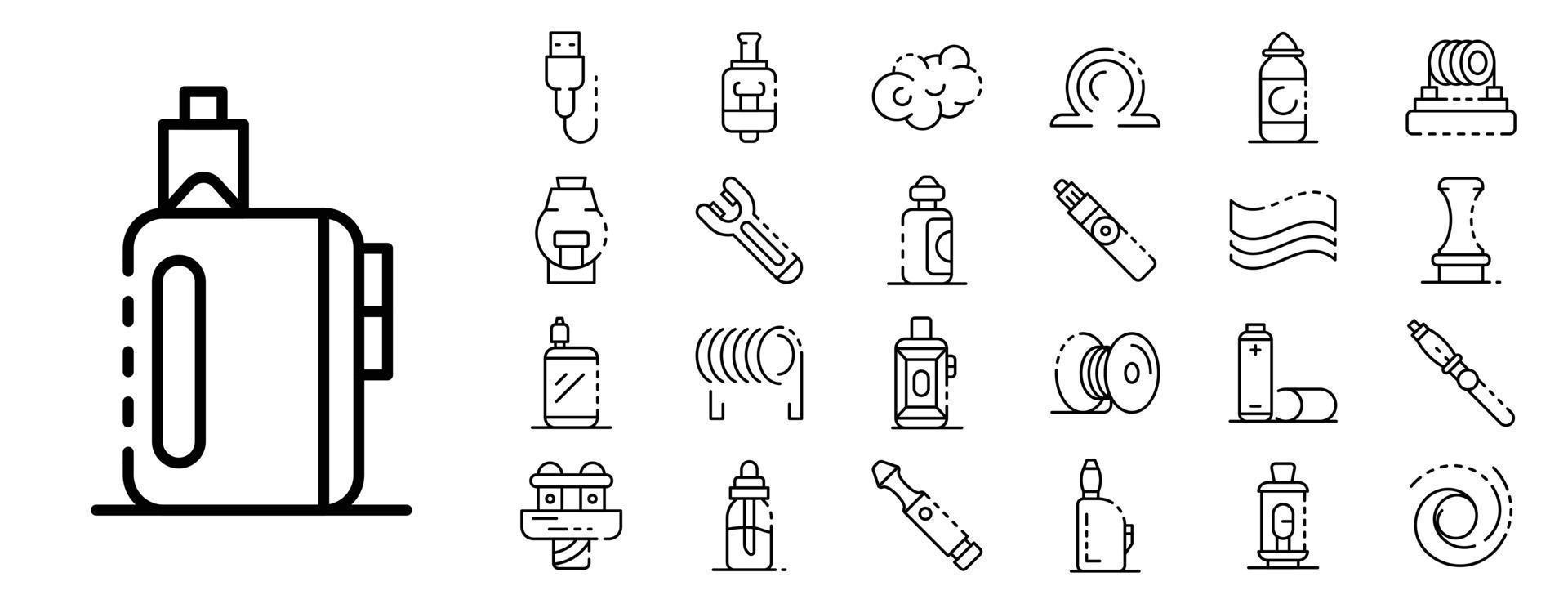 elektronische sigaret pictogrammenset, Kaderstijl vector