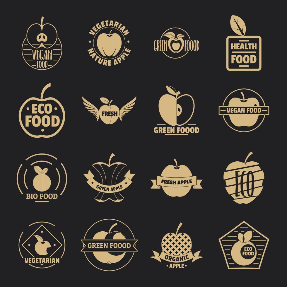 appel logo iconen set, eenvoudige stijl vector