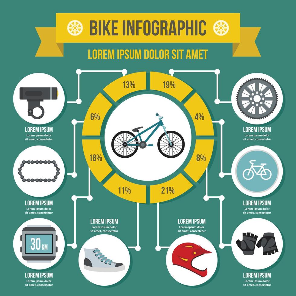 fiets infographic concept, vlakke stijl vector