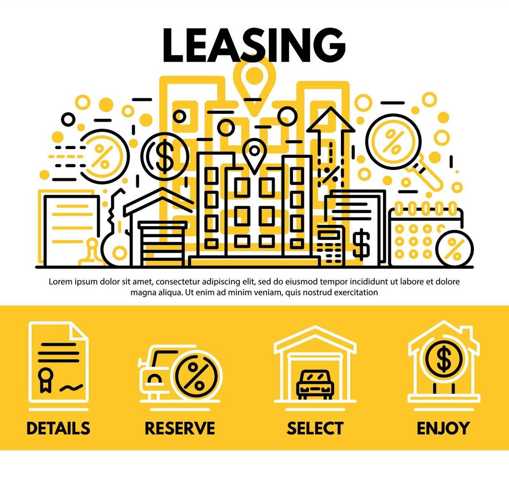 lease contract concept achtergrond, Kaderstijl vector