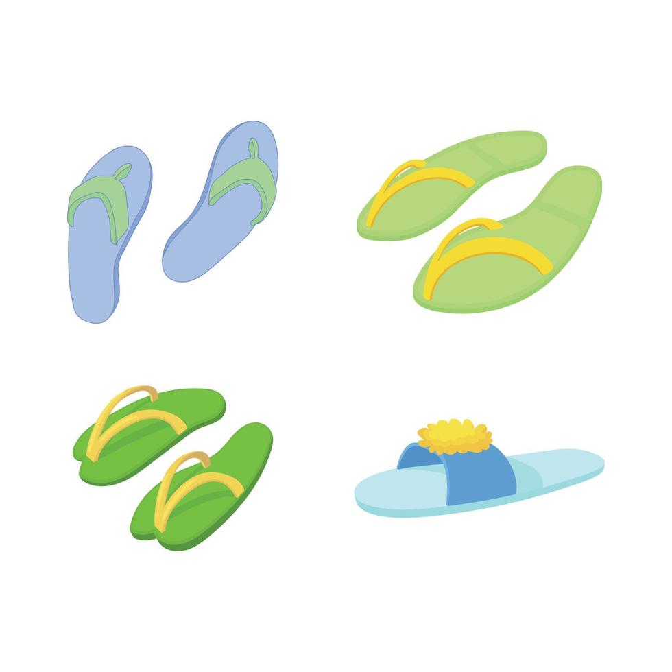 pantoffels pictogrammenset, cartoon stijl vector