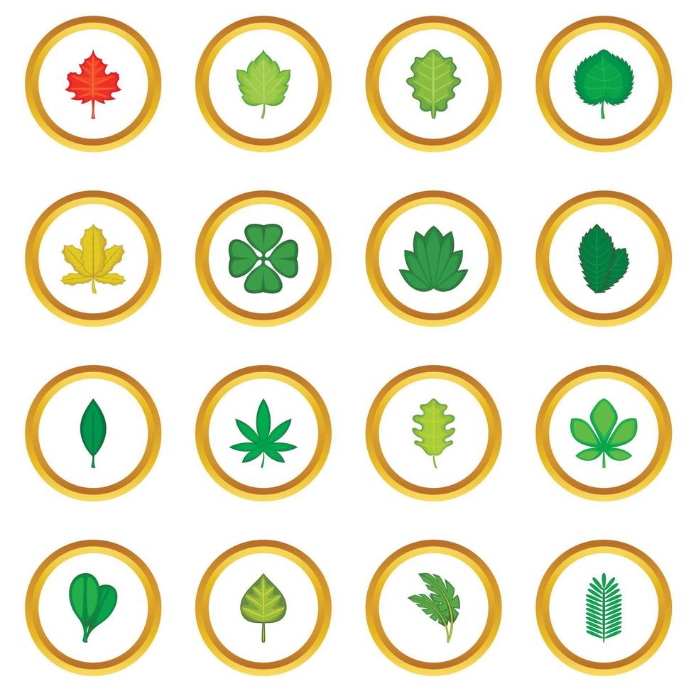 verschillende bladeren pictogrammen cirkel vector