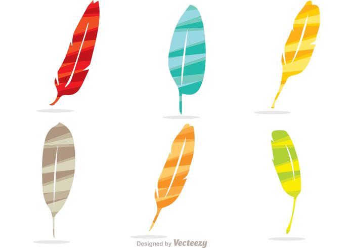 Kleurrijke Streep Veer Pictogrammen Vector Pack