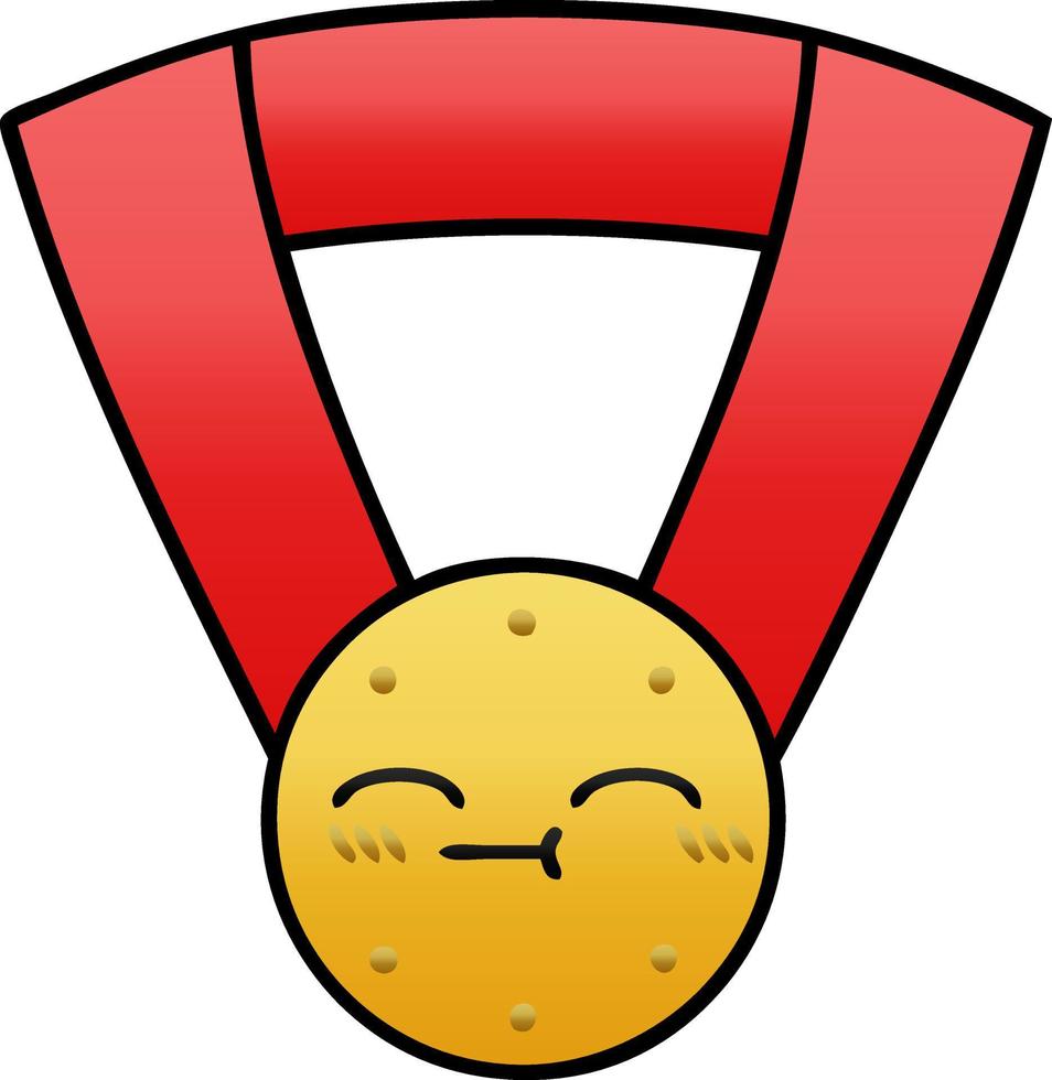 gradiënt gearceerde cartoon gouden medaille vector