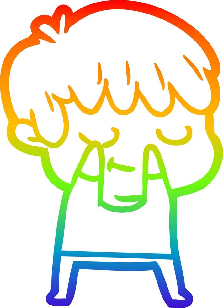 regenbooggradiënt lijntekening happy cartoon boy vector