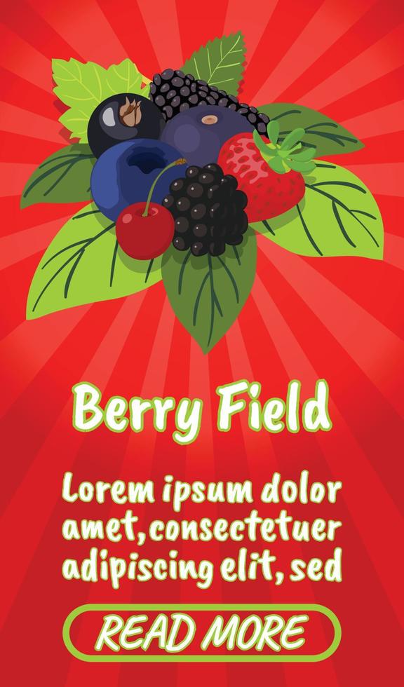 berry field concept banner, strips isometrische stijl vector