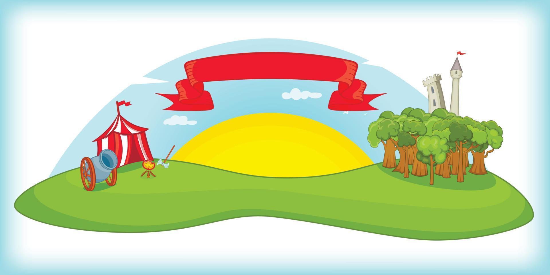 middeleeuwse horizontale banner, cartoonstijl vector