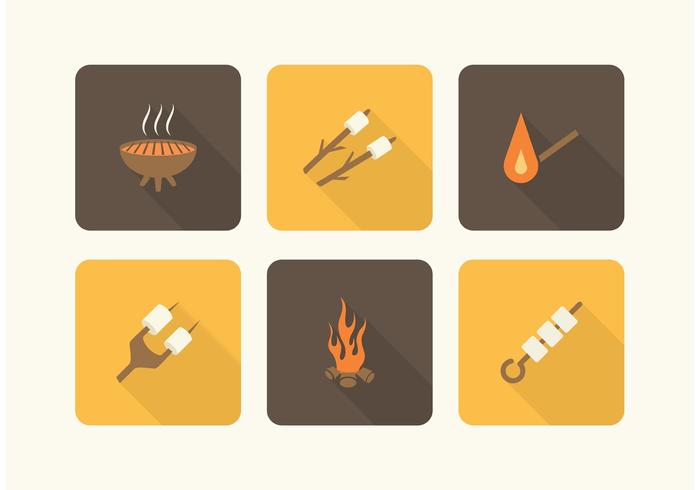 Gratis Camp Fire En Marshmallows Vector Pictogrammen