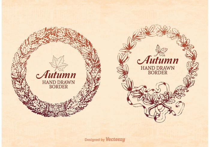 Gratis Handgetekende Herfst Frame Border Vector