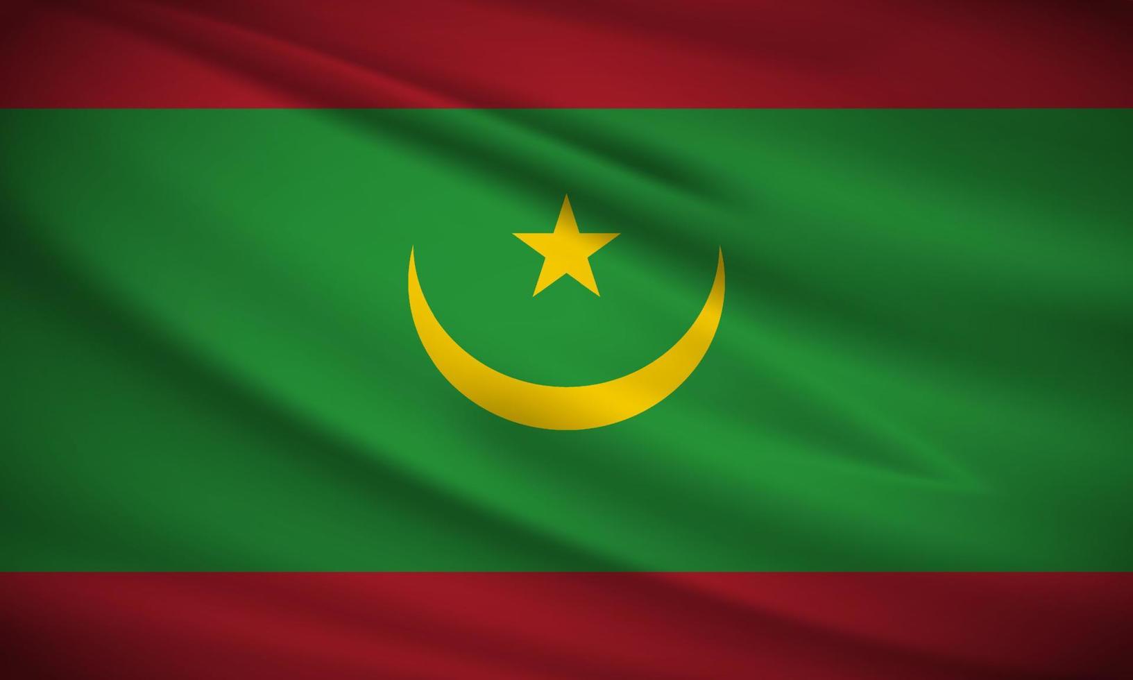 realistische golvende vlag van Mauritanië achtergrond vector. Mauritanië golvende vlag vector