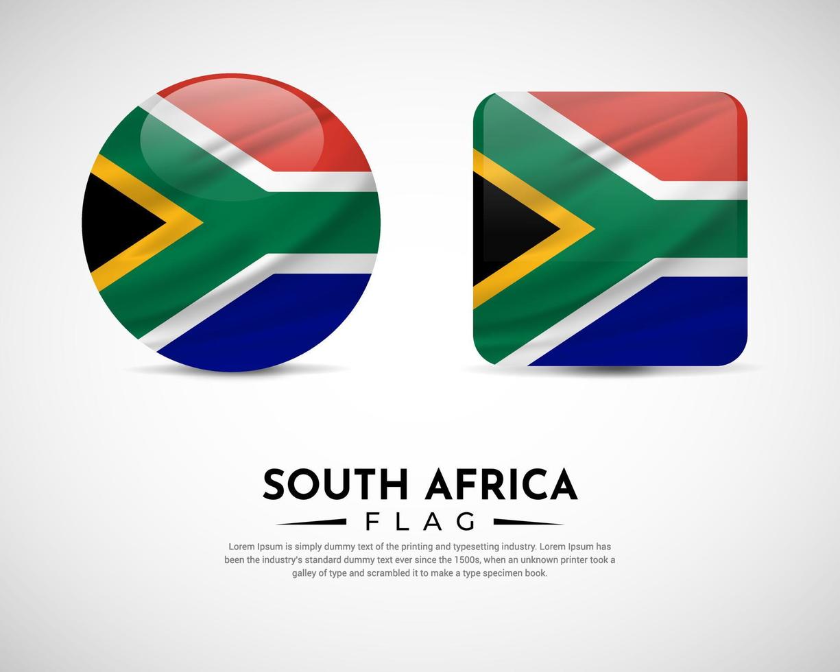 realistische Zuid-Afrika vlag pictogram vector. set van zuid-afrika vlag embleem vector