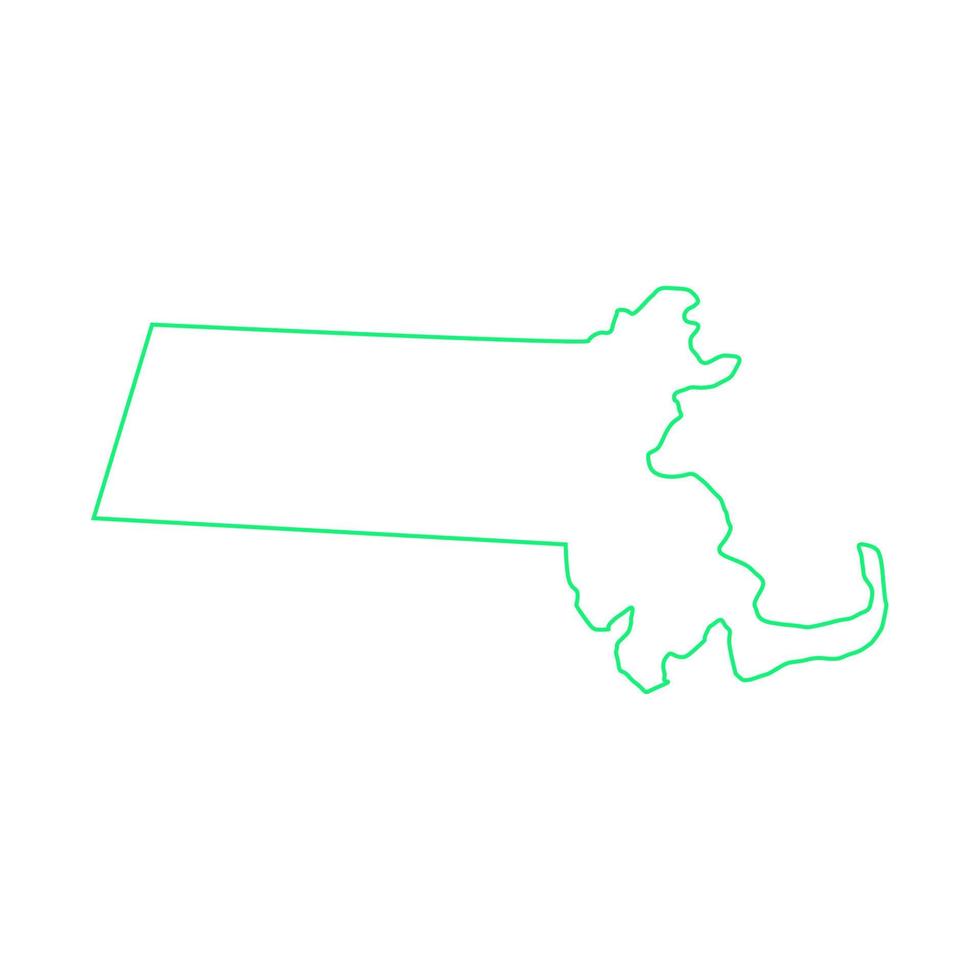 massachusetts kaart op witte achtergrond vector