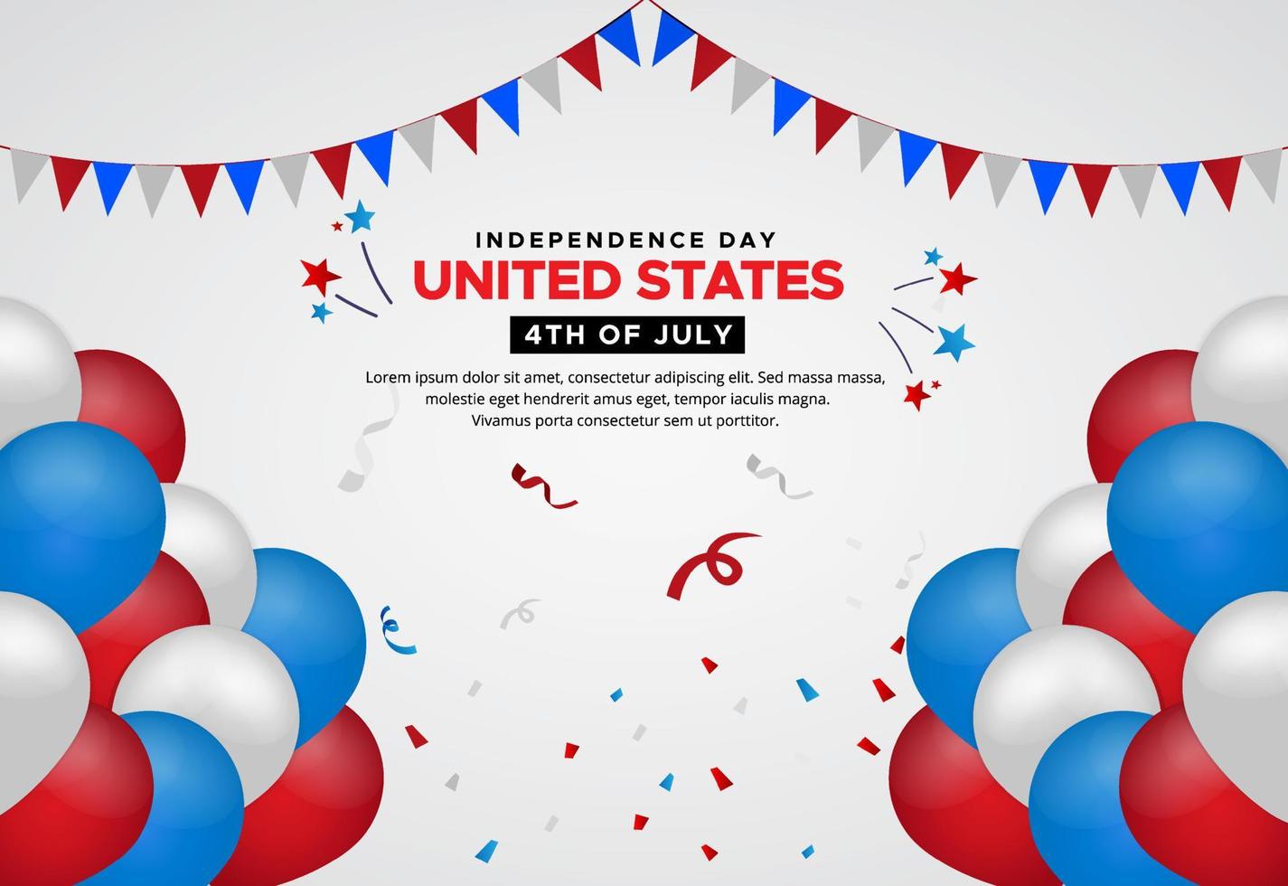 4 juli Amerikaanse onafhankelijkheidsdag viering met ballon, lint, ster en vlag. vector