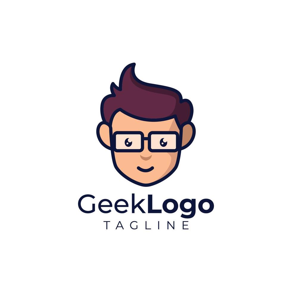 nerd hoofd logo ontwerp vector