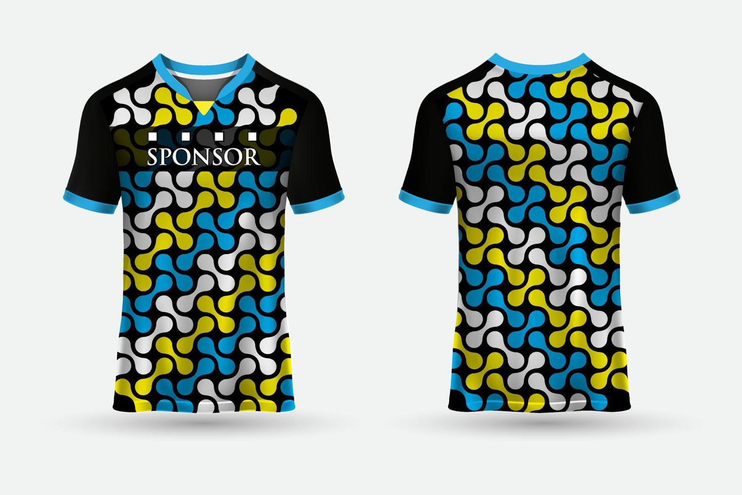 fantastische sportjersey design t-shirts met voor- en achteraanzicht vector