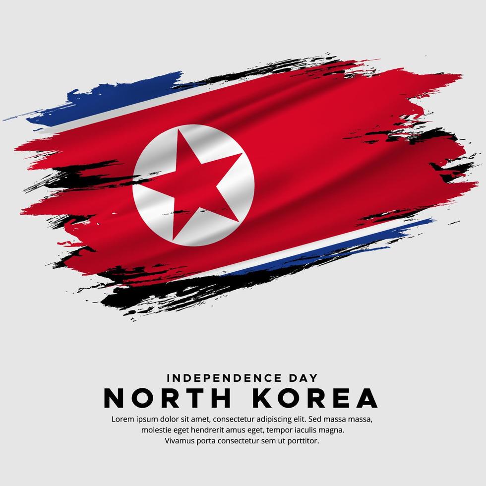 nieuw ontwerp van de vector van de onafhankelijkheidsdag van Noord-Korea. vlag van noord-korea met abstracte penseelvector