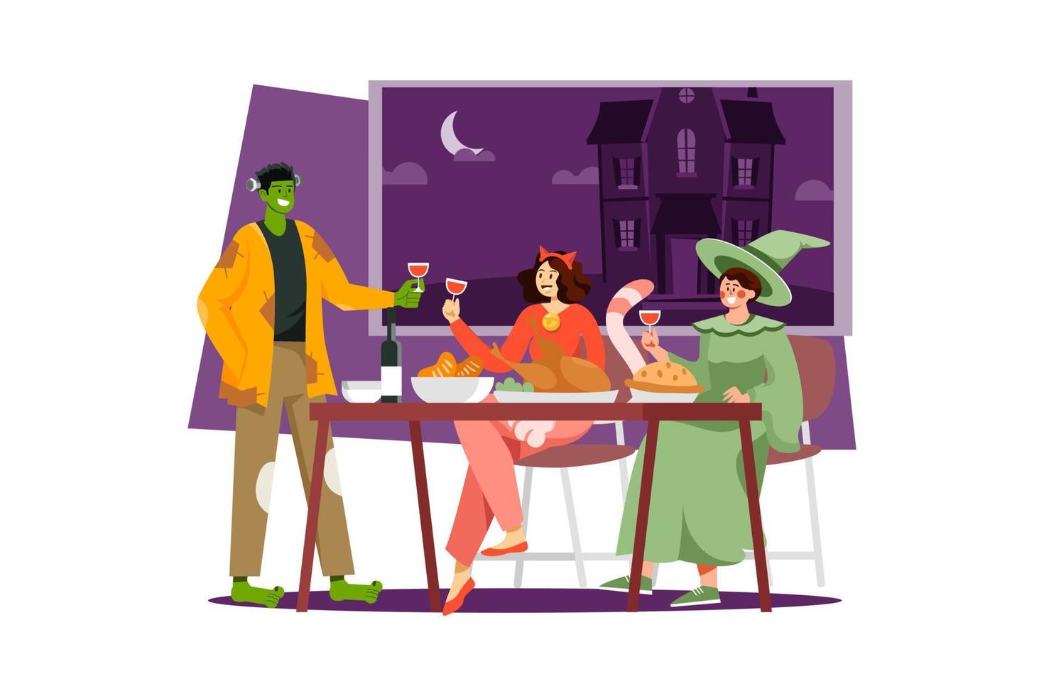 halloween illustratie concept. vlakke afbeelding geïsoleerd op een witte achtergrond vector