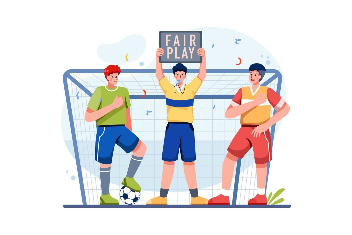 fair play campagne met sportscheidsrechter vector