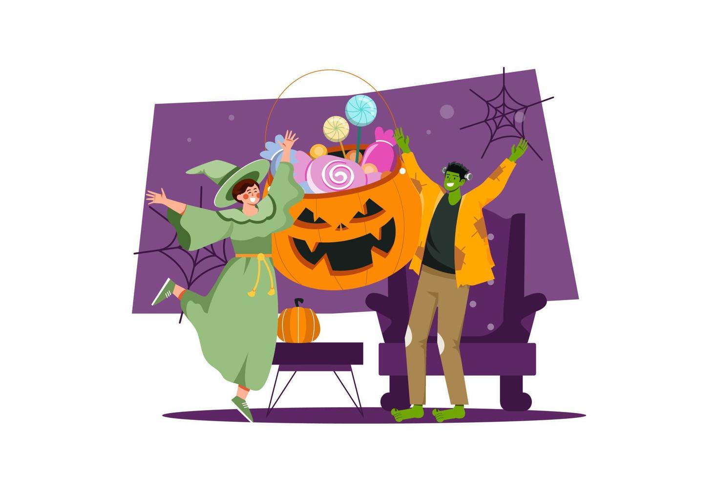 halloween illustratie concept. vlakke afbeelding geïsoleerd op een witte achtergrond vector