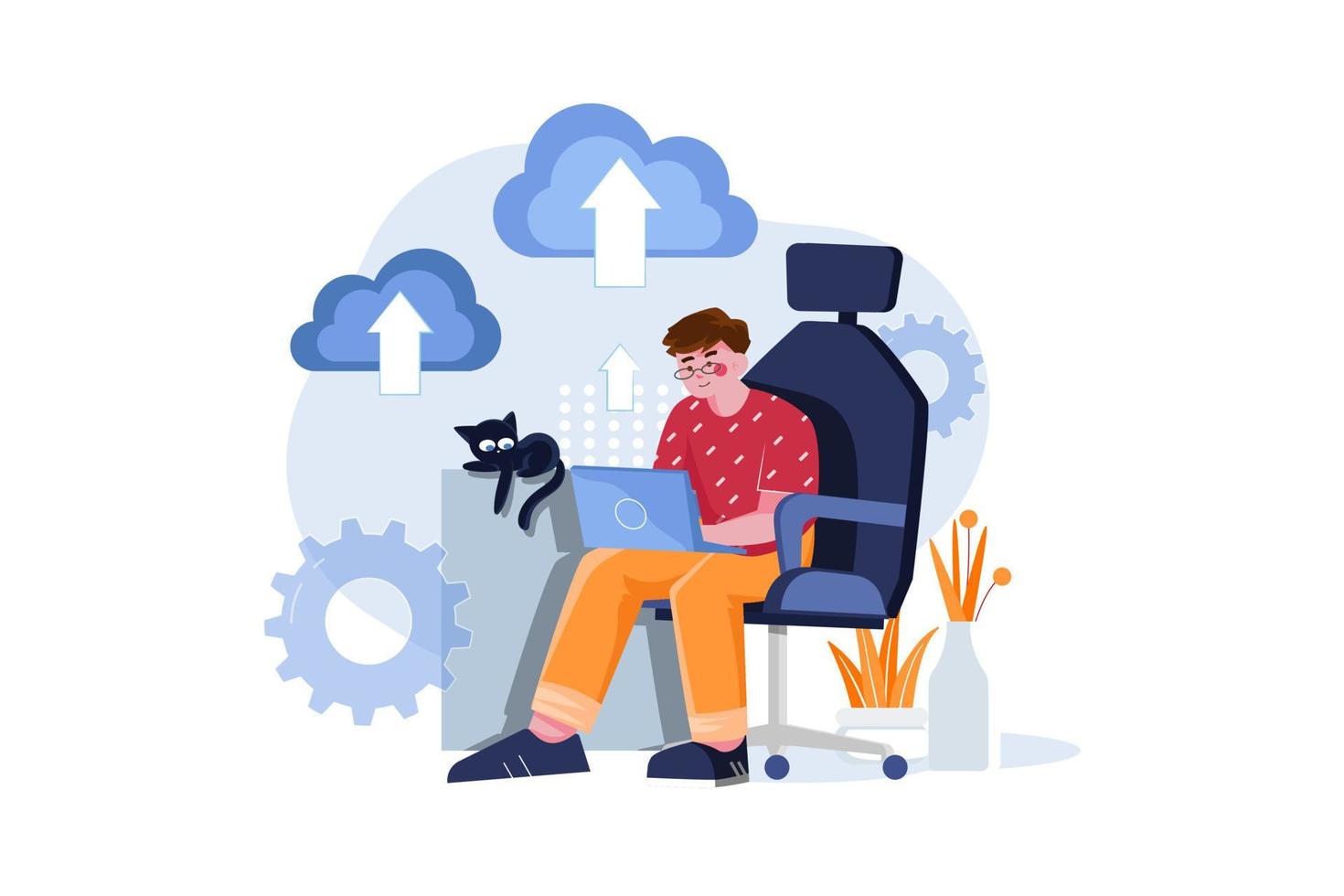 cloud uploaden van platte illustraties concept vector