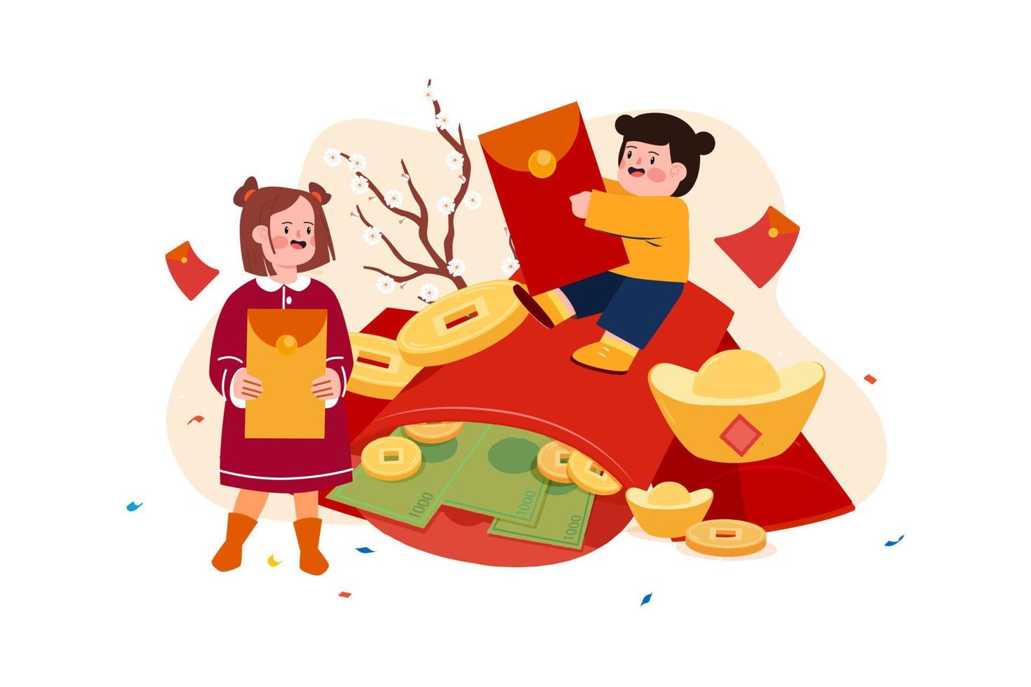 chinees nieuwjaar illustratie concept. vlakke afbeelding geïsoleerd op een witte achtergrond vector