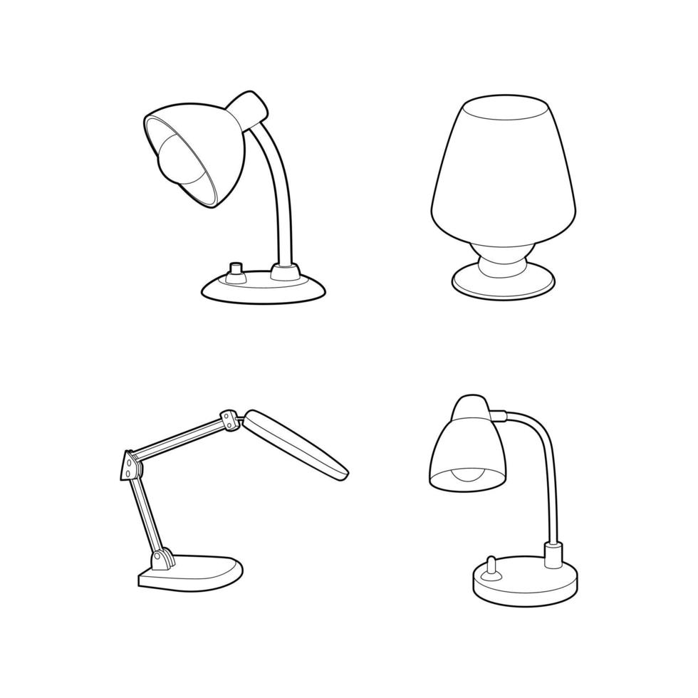 bureaulamp pictogrammenset, Kaderstijl vector