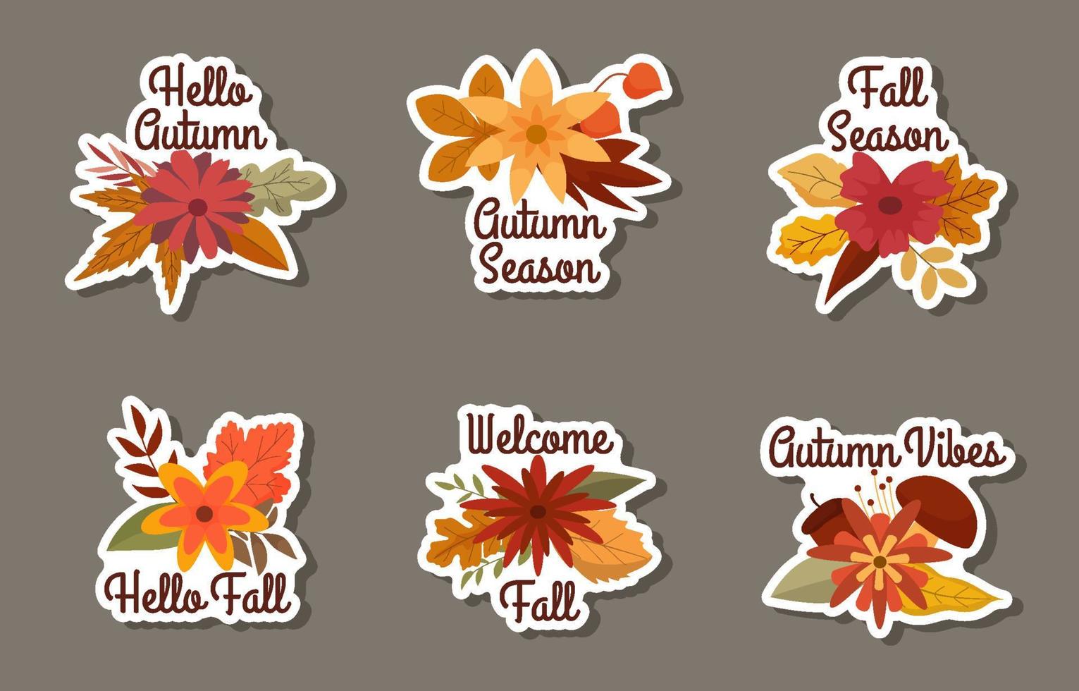 herfst bloemen sticker set vector