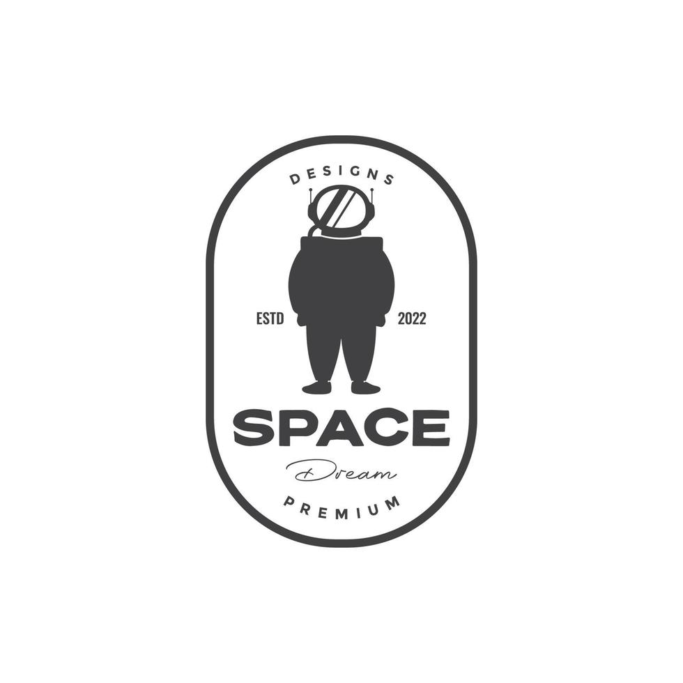 badge met astronaut logo ontwerp vector grafisch symbool pictogram illustratie creatief idee