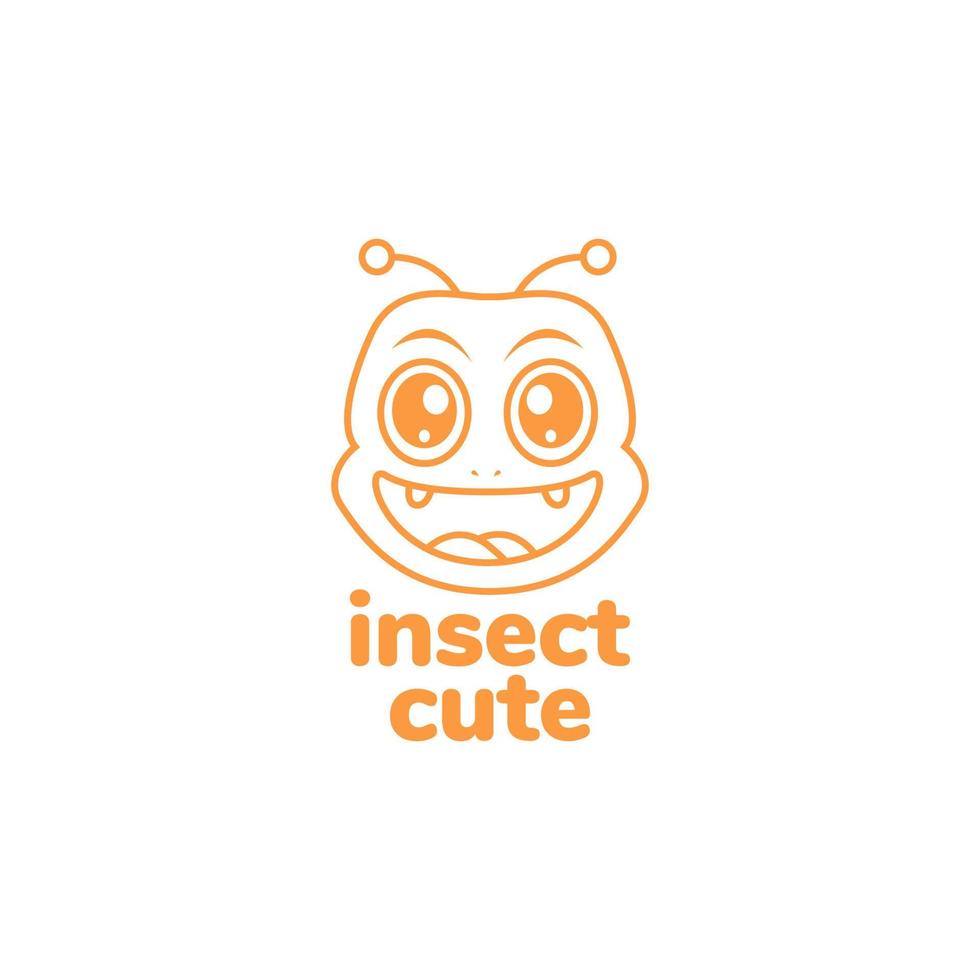 hoofd cartoon schattig insect grote glimlach logo ontwerp vector grafisch symbool pictogram illustratie creatief idee